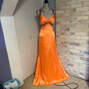 Tiffany Designs Vibrant Orange Prom Dress